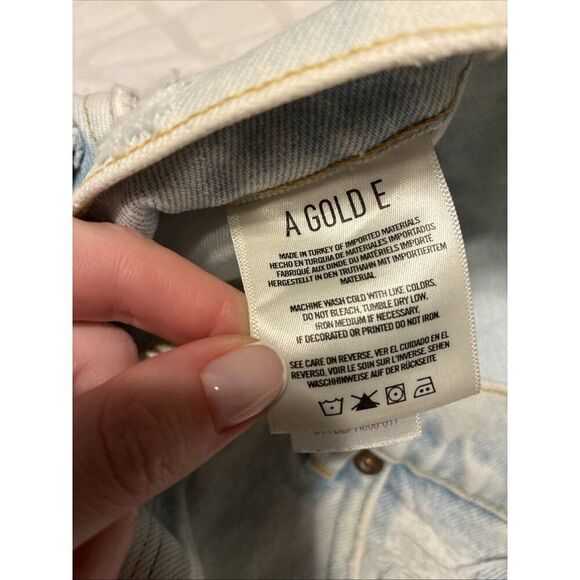 AGOLDE Jaden A038-811 Light Blue High Rise Denim Jean Shorts Cut Off Forever 29 - Picture 7 of 8